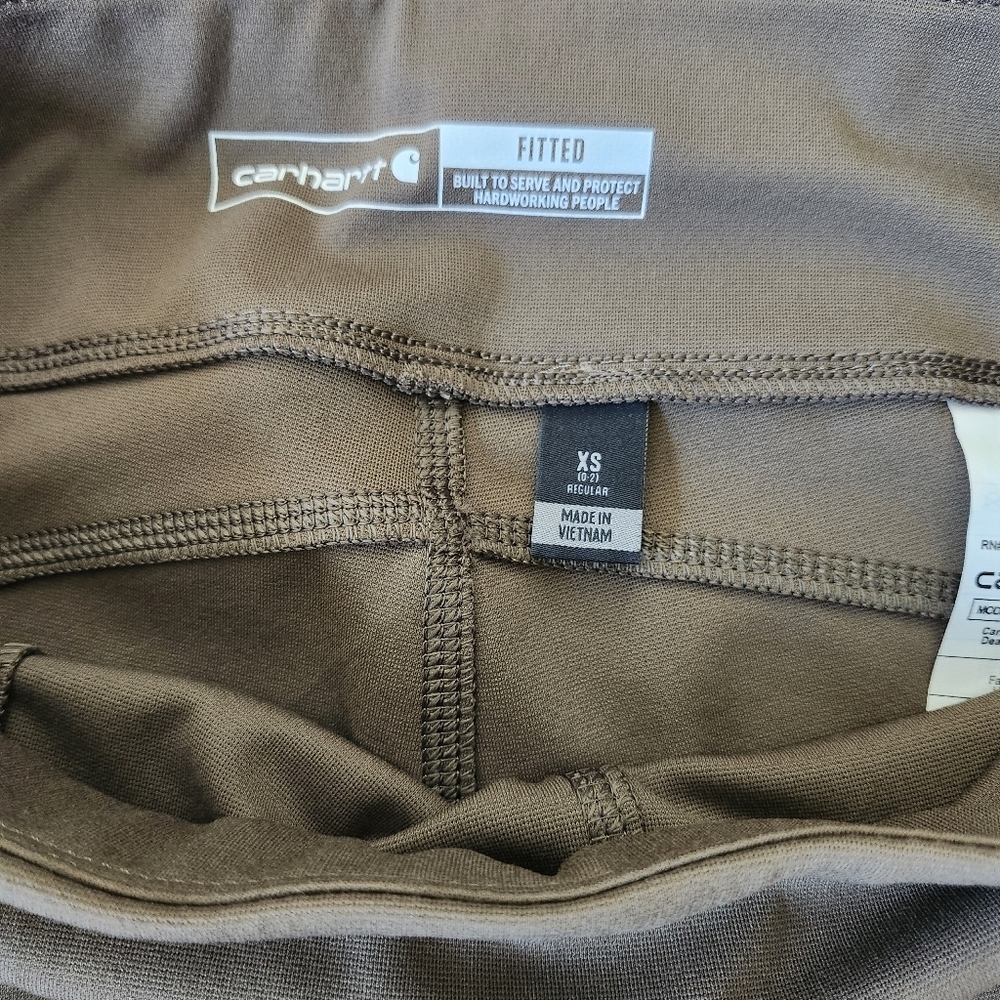NEW Carhartt Womens Force Fitted Ankle Leggings XS Olive Utility Pockets - Picture 7 of 12